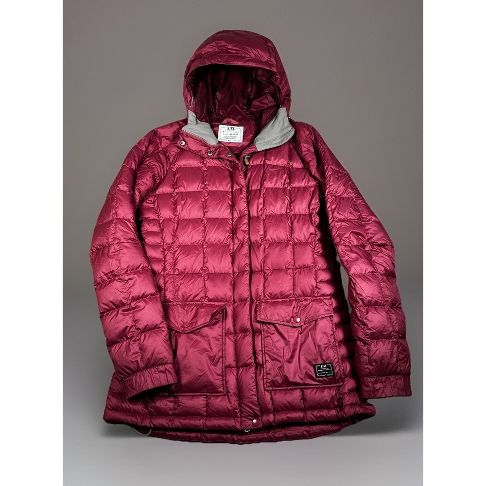 Nike Down 800 Insulated Park Jacket‎ Youth Girl L (11-13) Burgundy Full Zip Hood